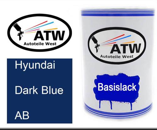 Hyundai, Dark Blue, AB: 500ml Lackdose, von ATW Autoteile West.